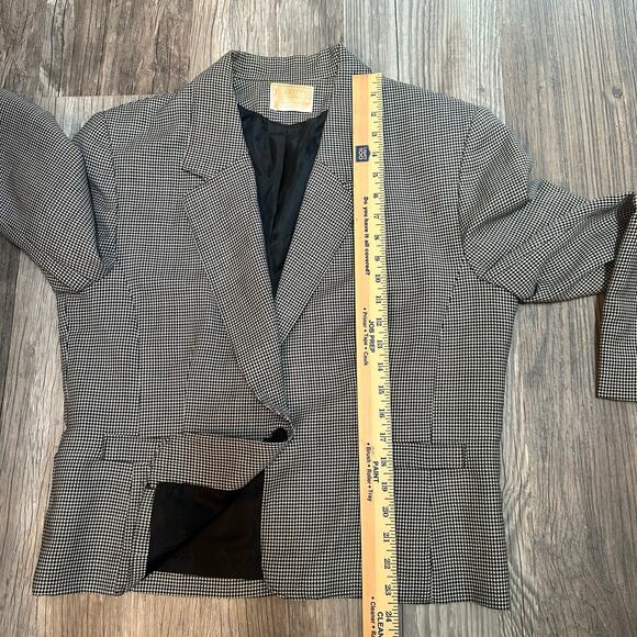 Vintage Pendleton Houndstooth Blazer Women’s Size 14 Black White Tapered Back - Picture 4 of 10